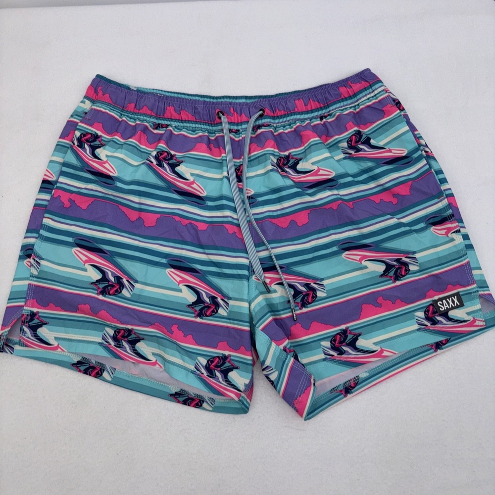 SAXX Mens shorts Oh Buoy 2N1  5" Swim trunks in Blue Sz XL